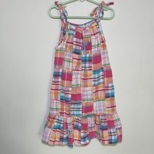 Kelly's Kids Colorful Madras Plaid Sundress with 'H' Monogram Girls Size 5-6